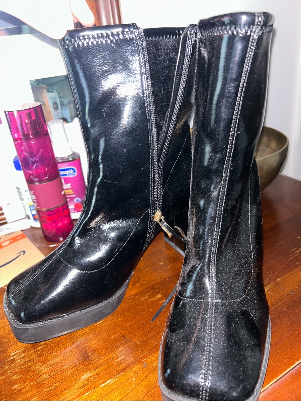 wild fable Black Patent Platform Ankle Booties